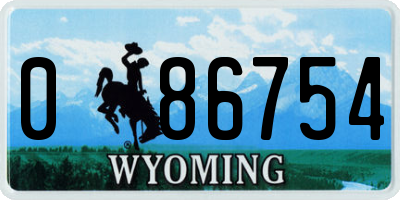 WY license plate 086754