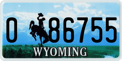 WY license plate 086755