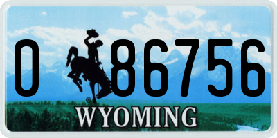 WY license plate 086756