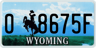 WY license plate 08675F