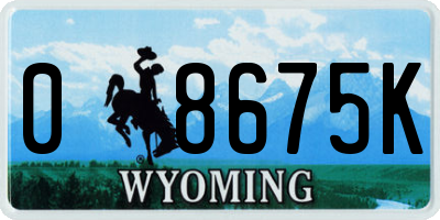 WY license plate 08675K