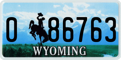 WY license plate 086763