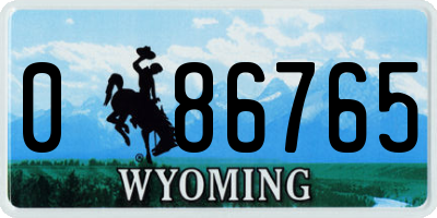 WY license plate 086765