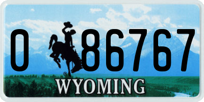 WY license plate 086767