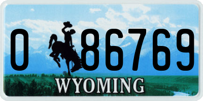 WY license plate 086769