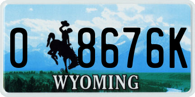 WY license plate 08676K