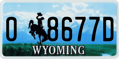 WY license plate 08677D