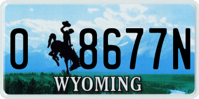 WY license plate 08677N