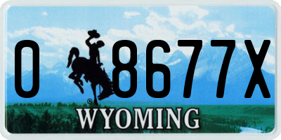 WY license plate 08677X