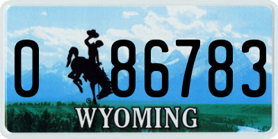 WY license plate 086783