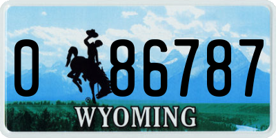 WY license plate 086787