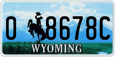 WY license plate 08678C