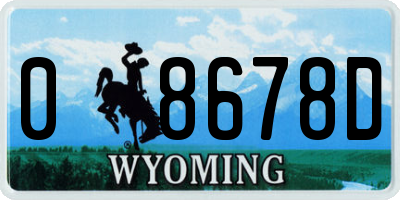 WY license plate 08678D