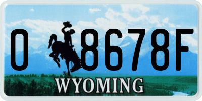 WY license plate 08678F