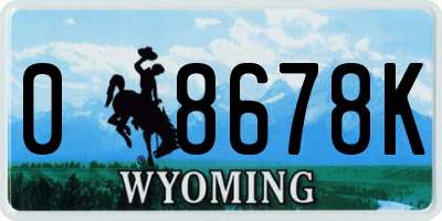 WY license plate 08678K