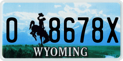 WY license plate 08678X