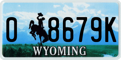 WY license plate 08679K