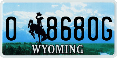 WY license plate 08680G