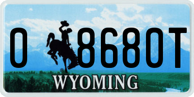 WY license plate 08680T