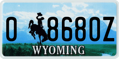 WY license plate 08680Z