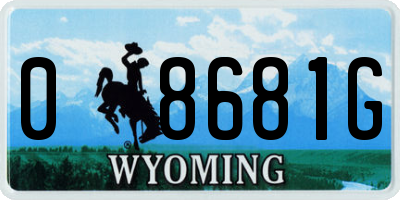 WY license plate 08681G