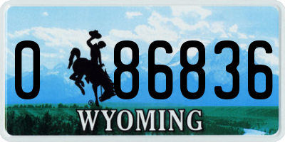 WY license plate 086836