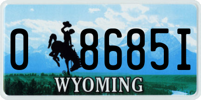 WY license plate 08685I