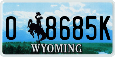 WY license plate 08685K