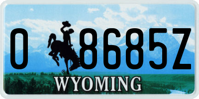WY license plate 08685Z