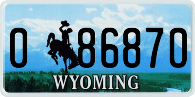 WY license plate 086870