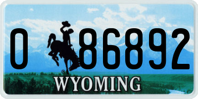 WY license plate 086892