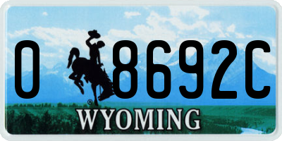 WY license plate 08692C