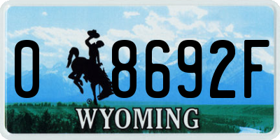 WY license plate 08692F