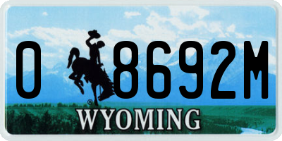 WY license plate 08692M
