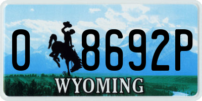 WY license plate 08692P