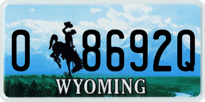 WY license plate 08692Q