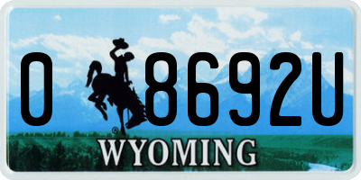 WY license plate 08692U
