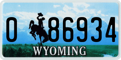 WY license plate 086934