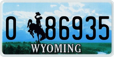 WY license plate 086935