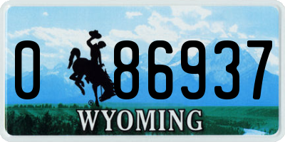 WY license plate 086937