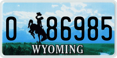 WY license plate 086985