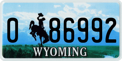 WY license plate 086992