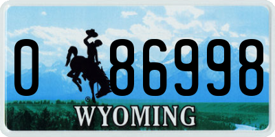 WY license plate 086998