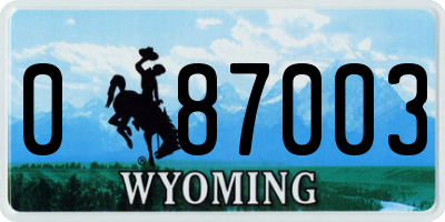 WY license plate 087003