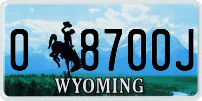 WY license plate 08700J