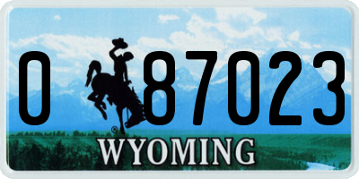 WY license plate 087023