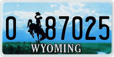 WY license plate 087025