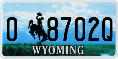 WY license plate 08702Q