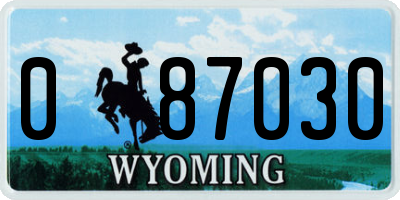 WY license plate 087030