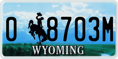 WY license plate 08703M